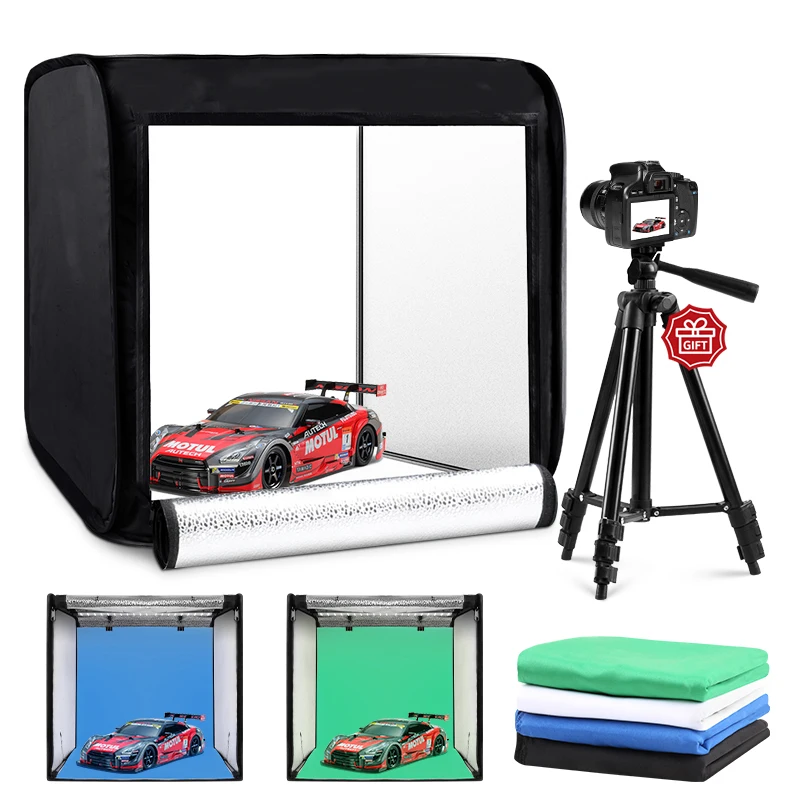 Foto Studio Light Box LED Dommaovateľné snímacie stany so 4 kulisami pre malé predmety Fotografia Rýchla inštalácia statív darčekovej kamery