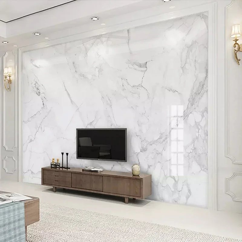 Foto tapety Moderné jednoduché biele mramorové textúry nástenné maľby Obývacia izba TV SPEROM SPIELLA ZLASTNOSTI DECORE LUXURY TAPELATY 3 D
