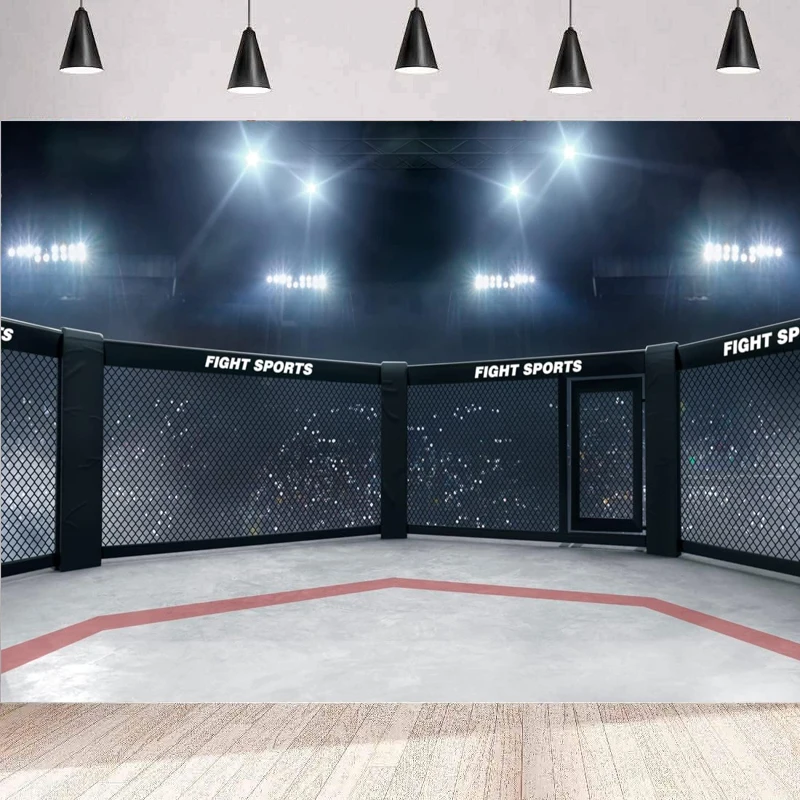 Fotografické pozadie štadióna Light 3D Boxing Arena Fight Sports Competition Boxing Ring Ring pozadie na stenu portrét Shooting Banner
