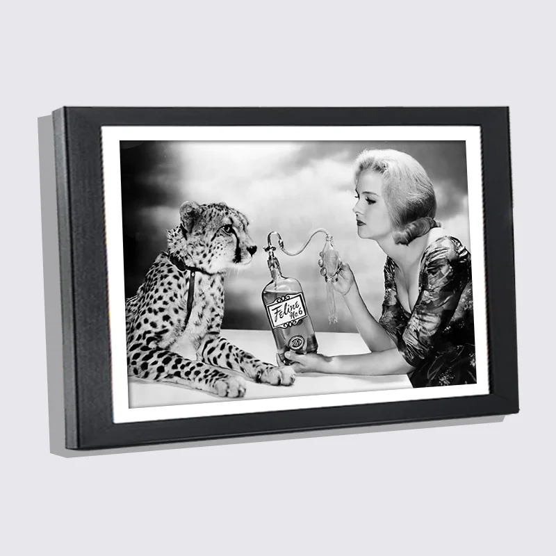 Fotografický rámec s 15x21 A4 A3 Fashion Man Leopard Luxury Store Plagát Čierny drevený rám