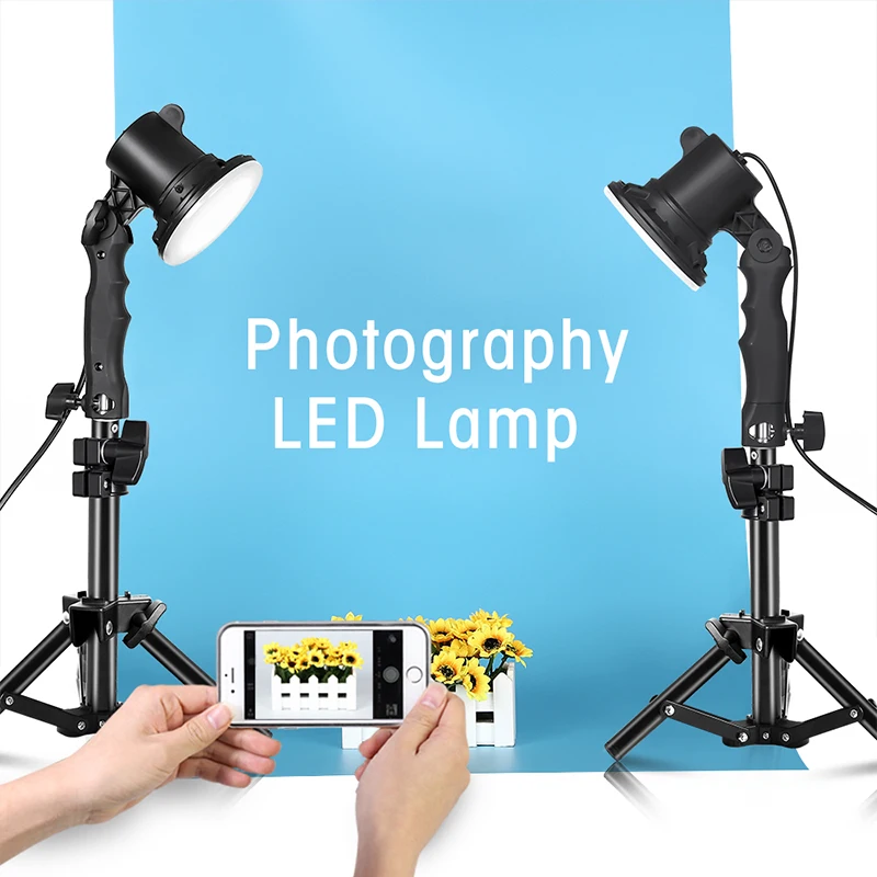 Fotografie 12W LED lampa žiarovka žiarovka Rukoväť stolíka osvetľovacia skrinka s 2ks 37 cm ľahký statív pre fotografické štúdio portrét telefónu