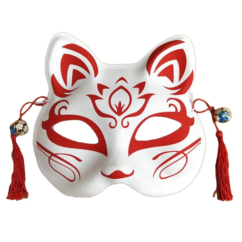 Fox Sakura Mask Half Face Mask Maskarda maškaráda Sakura Cosplay kostým japonský anime rave ručne maľované rekvizity
