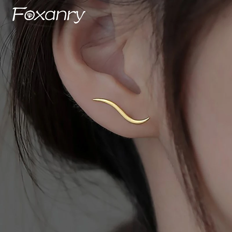 Foxanry Minimalistické linky Geometrické náušnice pre ženy dievčatá Nové móda kreatívne elegantné Elegantné zabránenie darčekom pre klenoty na uši alergia