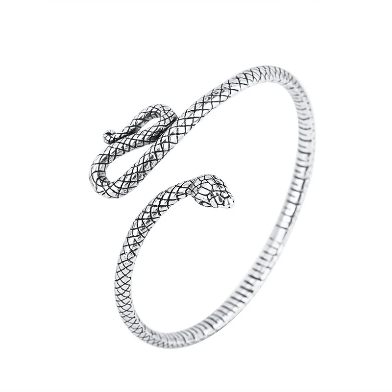 Foxanry Vintage Punk Silver Color Brcacelet pre ženy páry Nový módny kreatívny had Geometrické darčeky šperkov