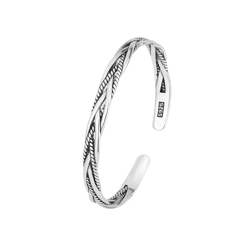 Foxanry vintage punk spletená twist otváranie Brcacelet Bangles Charm Dievča Dievča jednoduché línie vinutia módne party darčeky šperky