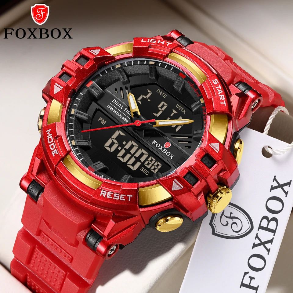 Foxbox LED digitálni muži sledujú G Style Vojenské športové elektronické elektronické dvojité zobrazenie Dátum vodotesného Quartz Watch Relogio Masculino