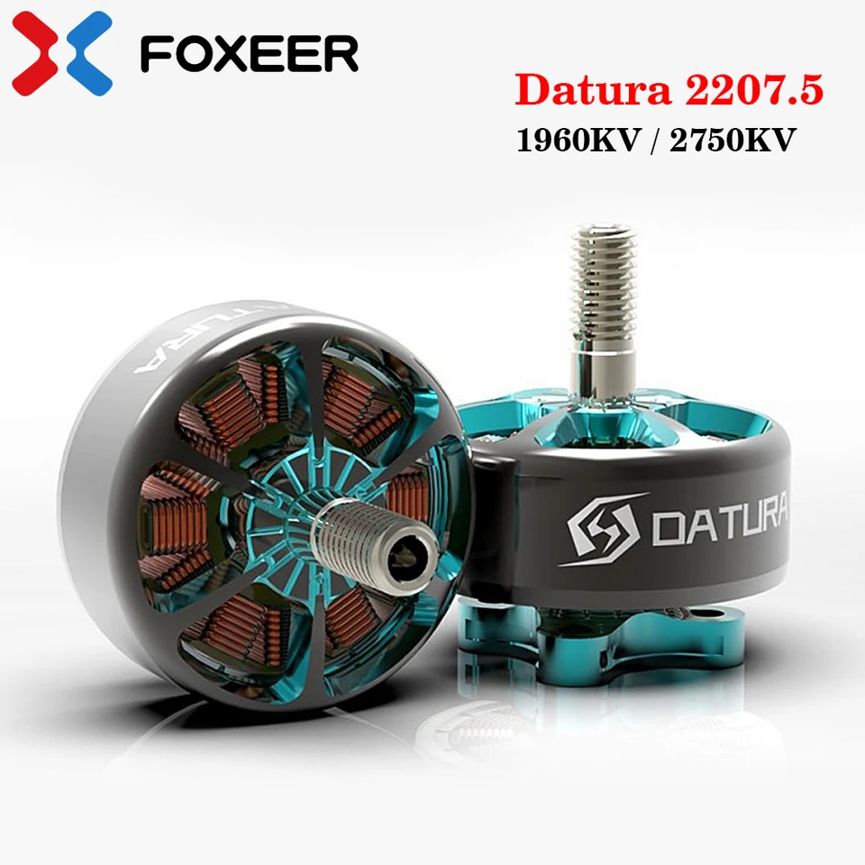 Foxeer Datura 2207.5 1960KV / 2750KV Brushless Motor 4-6S Hliníková zliatina Hollow Shaft kompatibilný s 5-6inch vrtule pre FPV Drone