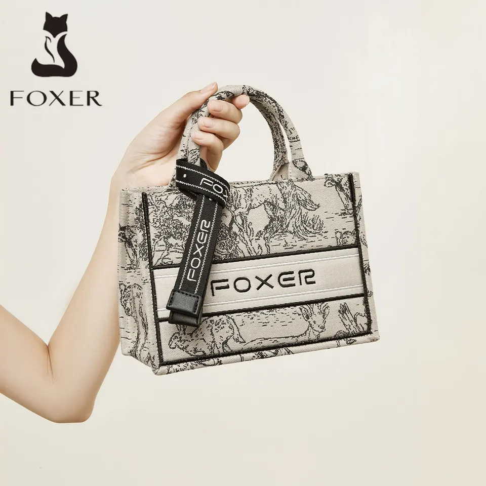 Foxerová tradícia atramentovej výšivky tote so širokým ramenným popruhom Lady Crossbody Bag Veľká kapacita Dámska bavlnená tkanina kabelka