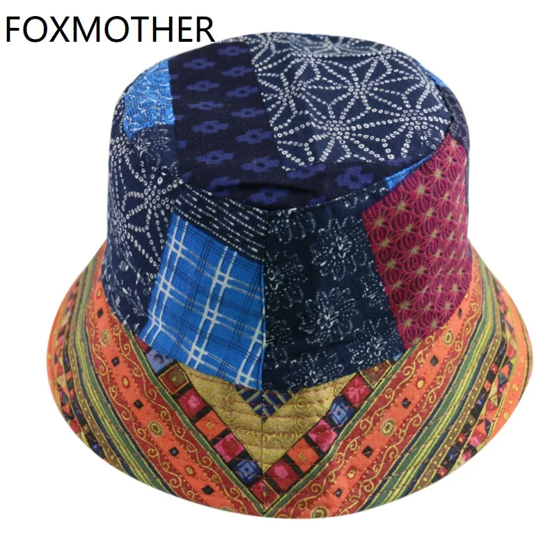 FoxMother New Casquette 2021 Fashion Summer Sun Národný štýl Geometrické vedro klobúky rybárske čiapky Gorras pán