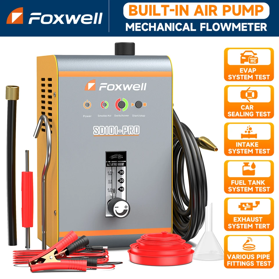 Foxwell SD101 Pro Automotive Evap Smoke Machine Diagnostické vákuové detekčné tester vstavané vzduchové čerpadlo