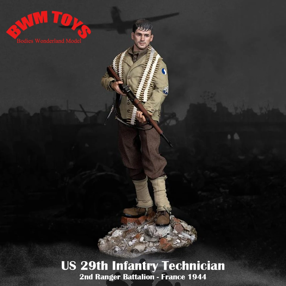 FP004B 1/6 Scale Collectible US 29. peší technik 2. strážca prápor Francúzsko 1944 12 palcový mužský solider Action figúr