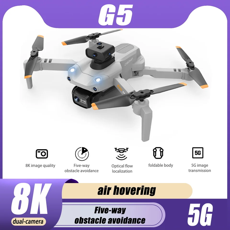FPV Dron s 4K Professional Camera 5-Face Prekážka vyhýbania sa optickým polohovaním HD HD DUAL-CAMERA DRONE Štvorosové lietadlá