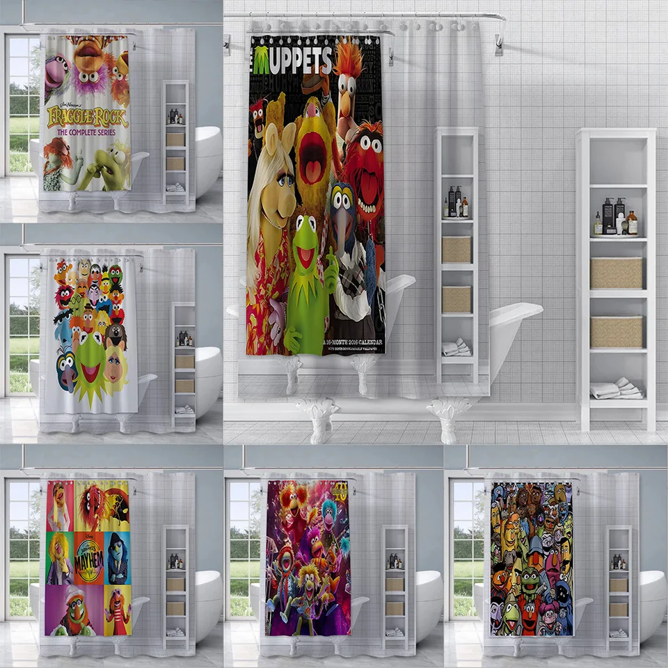 Fraggle Rock Shower Curtain Vodotesná polyesterová farba farebná kúpeľňa závesy domáca kúpeľňa dekorácia záves s háčikom