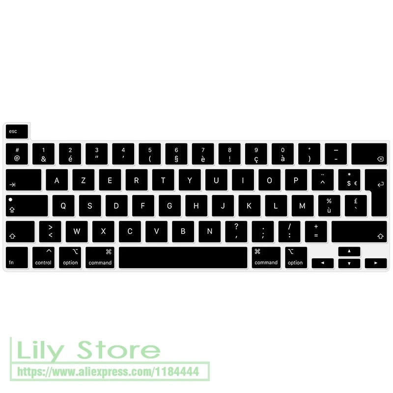 Francúzska Azertská klávesnica pokrýva pokožka verzia pre MacBook New Pro 16 palcový 2019 s dotykovým panelom a dotykovým ID A2141 farebný silikón