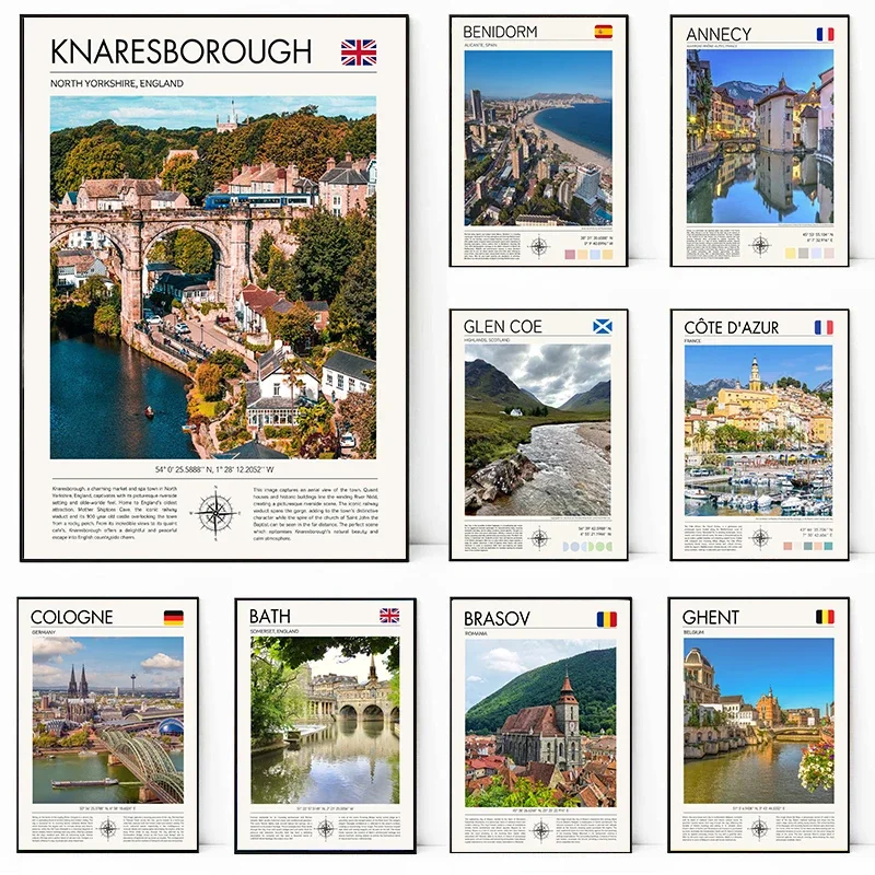 Francúzska riviéra cote d'Azur annecy benidorm dubrovnik Europe cestovanie plagát maľba maľba múru umenia Obrázok pre výzdobu miestnosti
