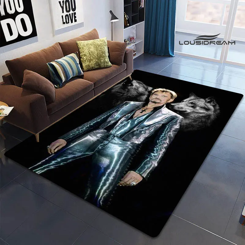 Francúzska rocková hviezda Johnny Hallyday Print Koberce piknik koberec obývacia izba Spál