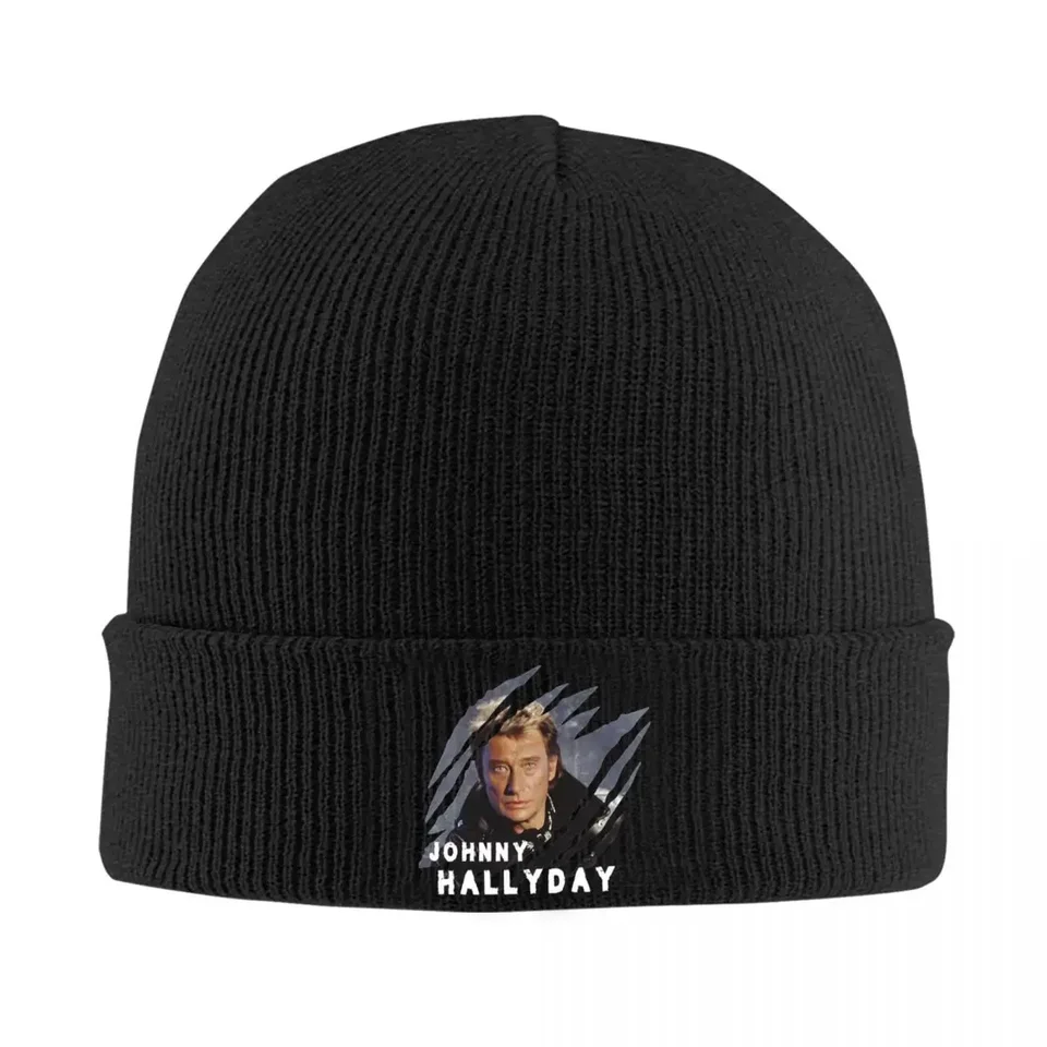 Francúzska rocková legenda Johnny Hallyday Hat Autumn Winter Skullies čiapky Street Singer Cap Men Women Women Bonnet
