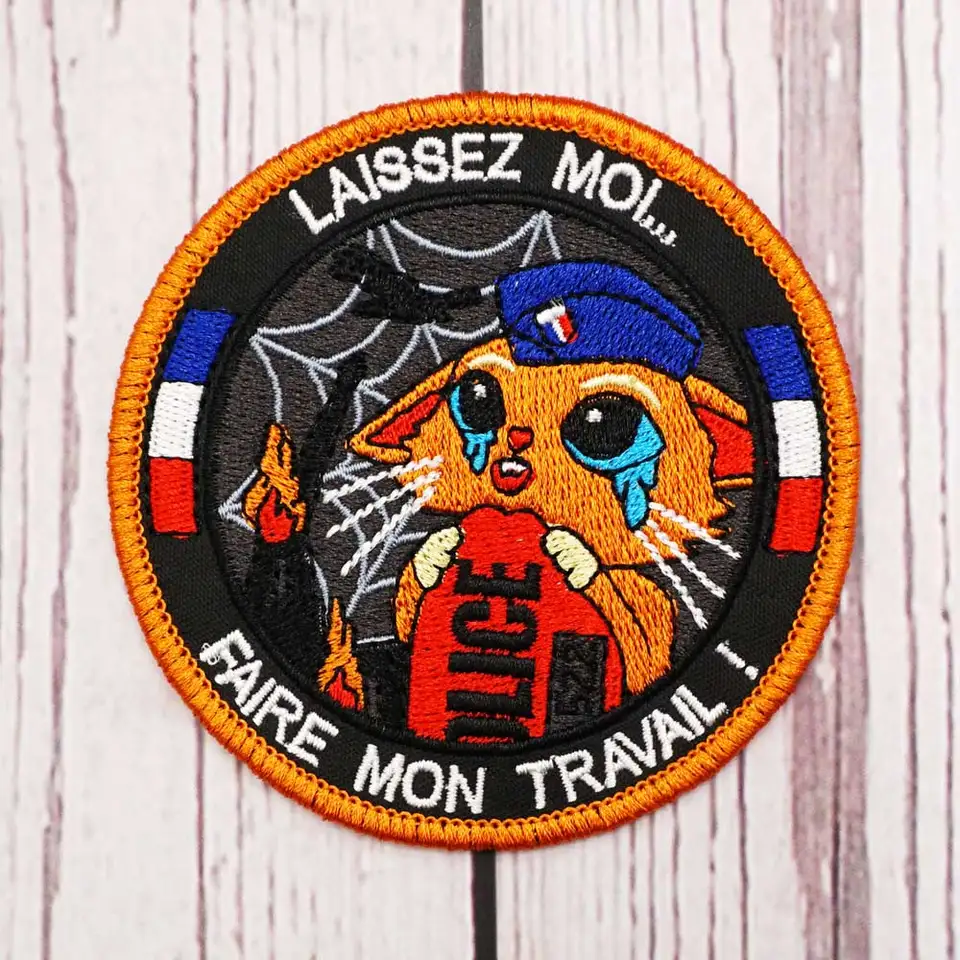 Francúzska taktika vyšívaná záplata Hook & Loop Šiť na vyšívací vojenský odznak