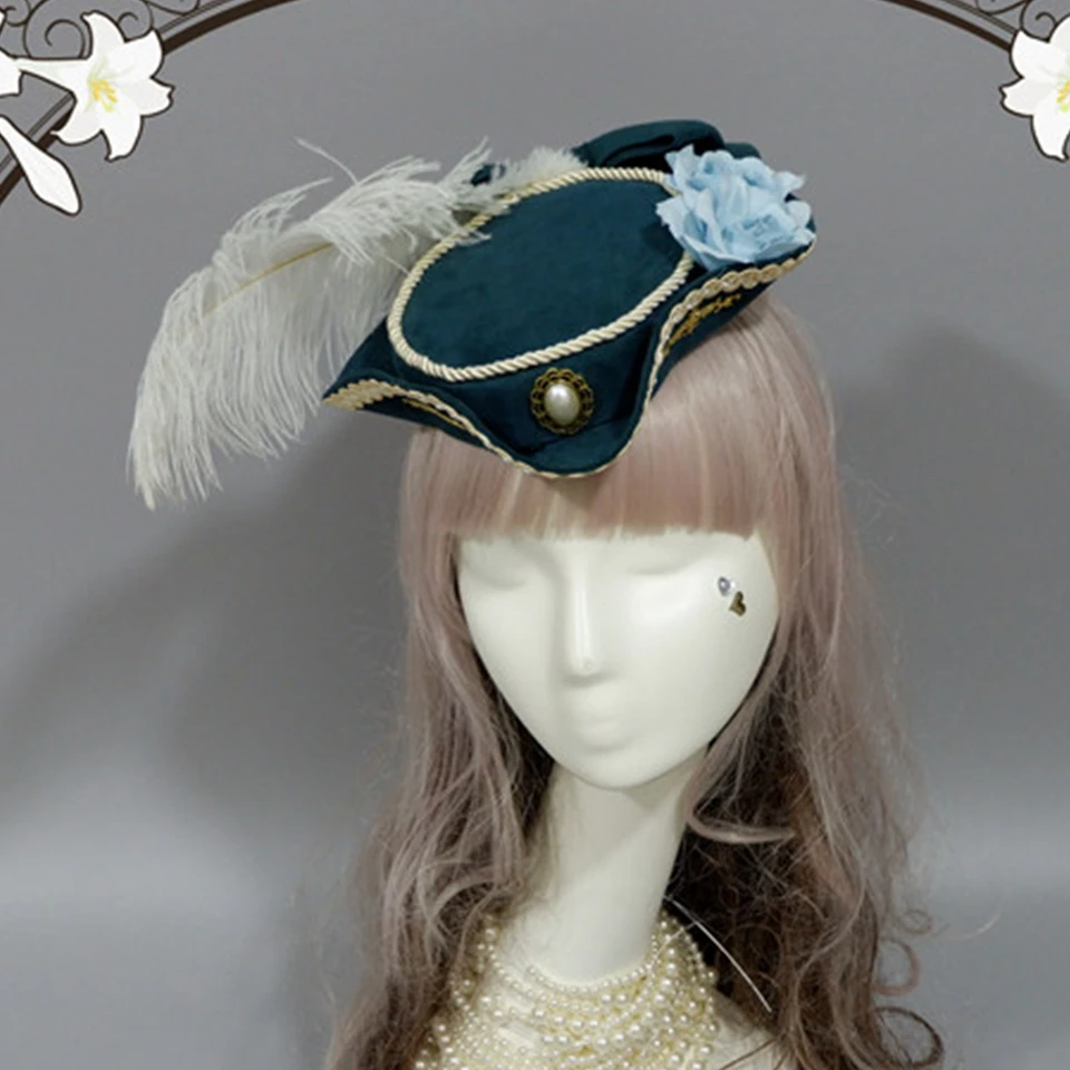 Francúzske kráľovské ženské palác lolita hlavná kus renesančný súd Mini plochý čiapka fedora cosplay doplnky