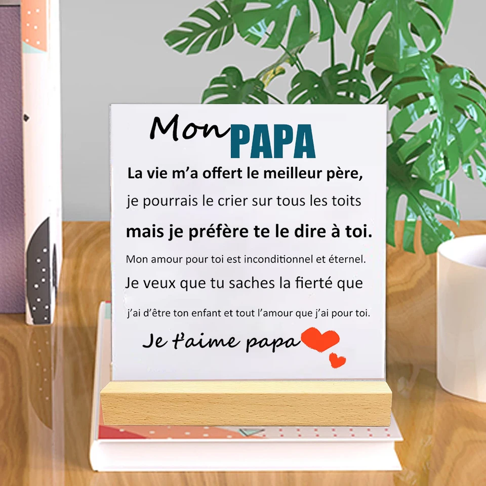 Francúzske tlačené plaketné podpisy darčeky otec narodeniny darček keramika Drevená dekorácia Prítomný deň otcov Festive najlepšie darčeky pre otca