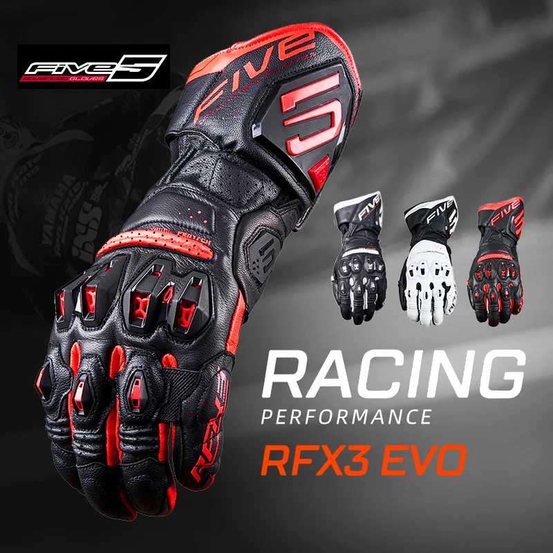 Francúzsko Five RFX3 EVO MOTOCYCLE RUKA RUKOV CE CERTIFIKÁCIA RACING COWHIDE HARD KLUGLE Touch obrazovky rukavice Priedušné muži Guantes Moto