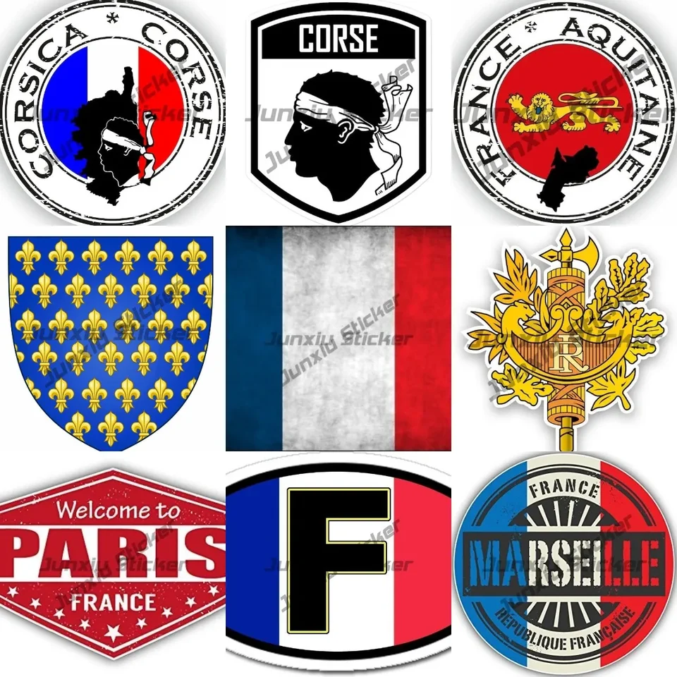 Francúzsko Paris Mont Martre Seal Sticker Corse Corse Aquitaine Stupeľ Francúzsky národný znak Sticker France Round City Seal