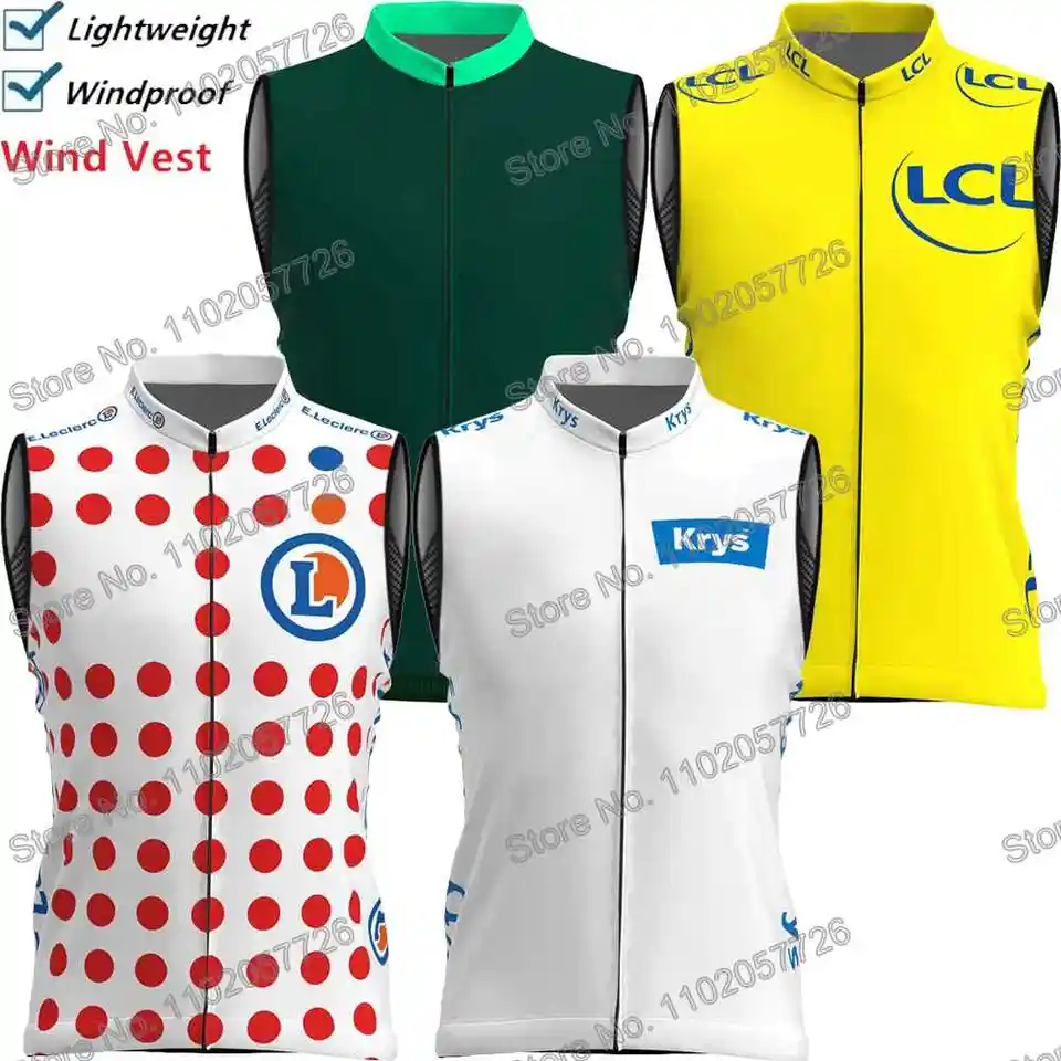 Francúzsko Tour 2024 Cyklovacia vesta Windbreaker Pro Race Men veterná vesta Summer Road Bike Jersey Rukári bez rukávkov MTB Dámske bicykle