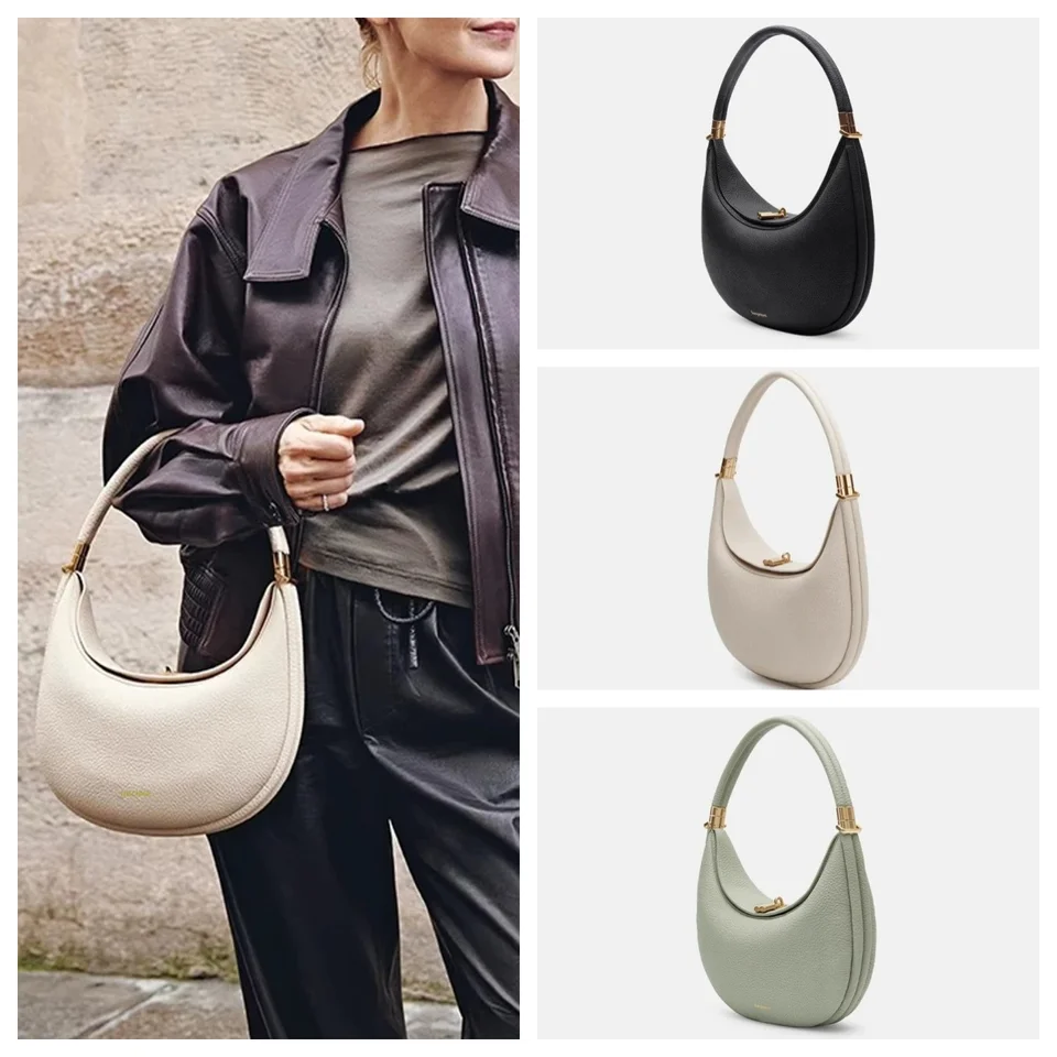 Francúzsko ženské podpazušia knedle vrecko kožené kabelky Crescent Under Farm Tate Bag Luxusný dizajnér Crescent Ramer Bag pre ženy