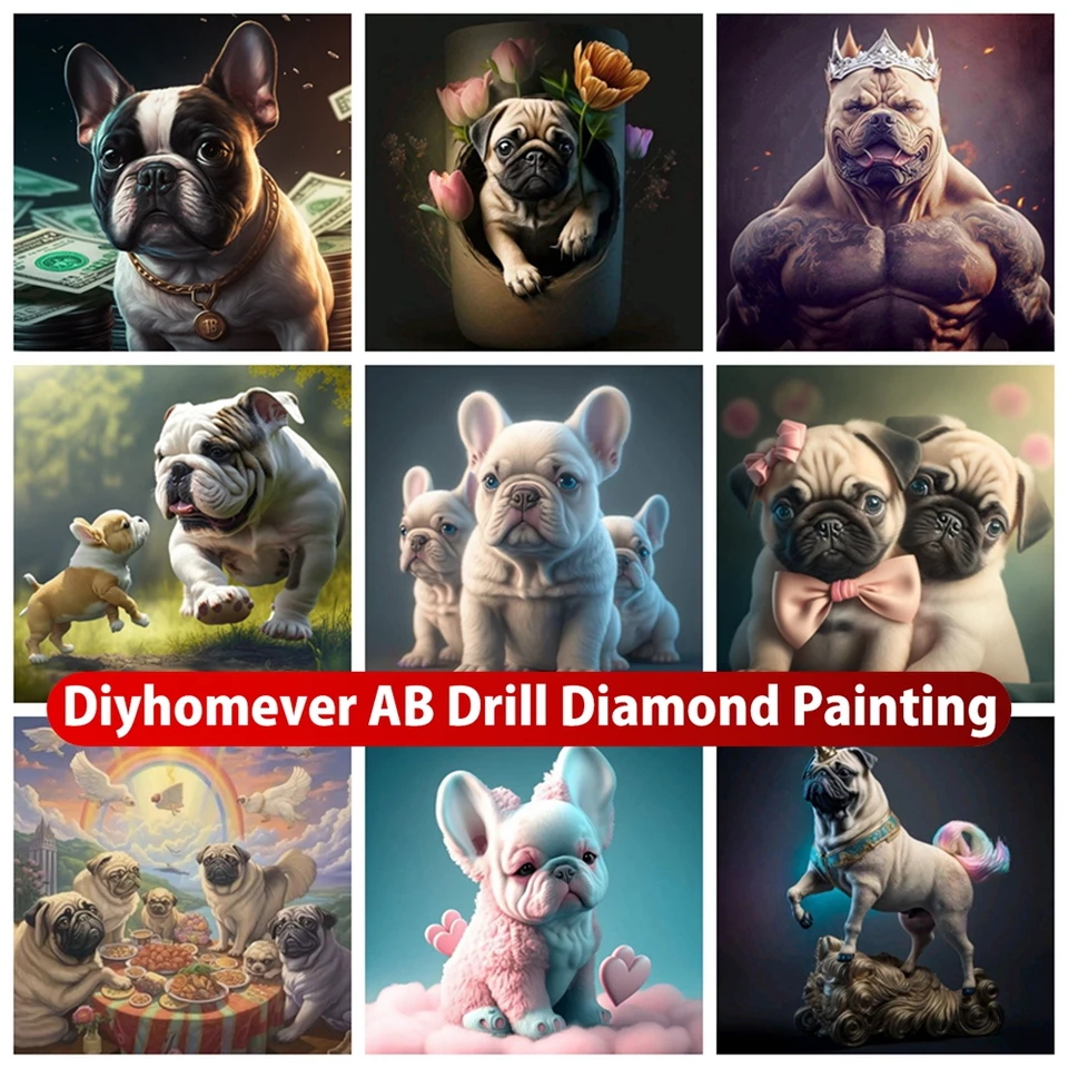 Francúzsky buldog ps 5d DIY AB Diamond Painting vyšíva