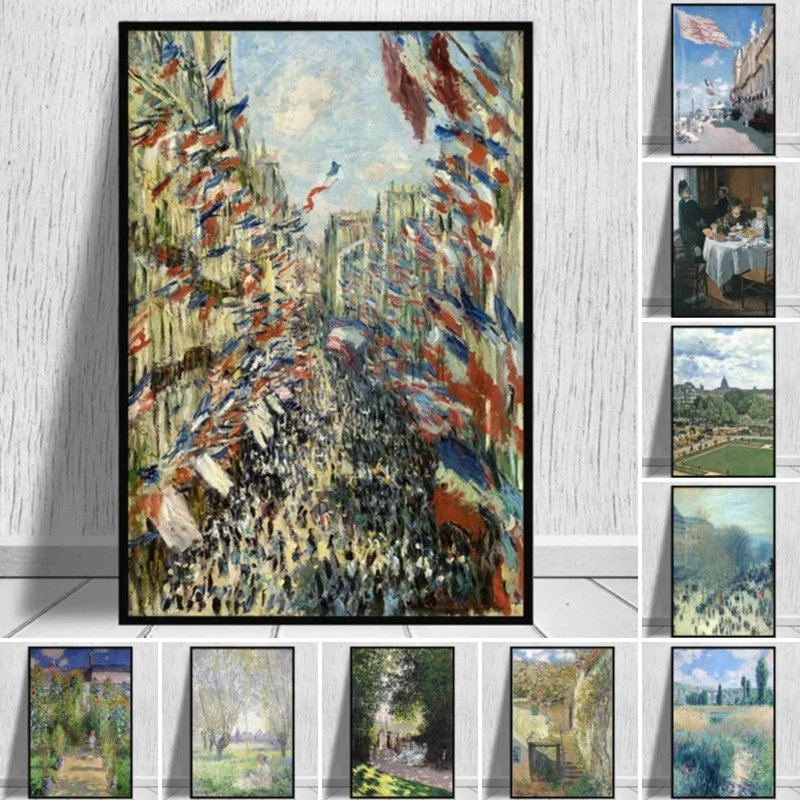 Francúzsky Claude Monet Klasická olejomaľba Domáca dekorácia Tlač plátno Art Wall Pictures Plagát plátno tlačiarenské maľby