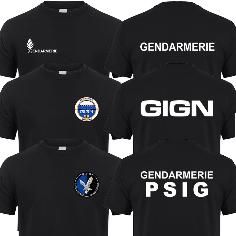 Francúzsky gendarmerie tričko pre mužov bavlnené krátke rukávy o-krčku gendarmerie psig tričko Trič