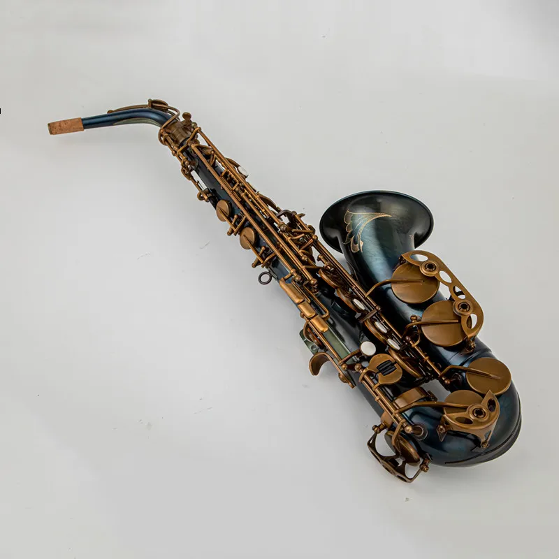 Francúzsky jedinečný retro alto saxofón nová mosadzná starožitná medená eb melódia e plochý hudobný nástroj Sax s náustkom puzdra