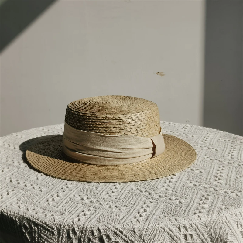 Francúzsky prírodný slamený klobúk Dámsky altánok palmový list pletený fedora elegantná klobúk unisex slnečný klobúk letný jazzový klobúk Panama