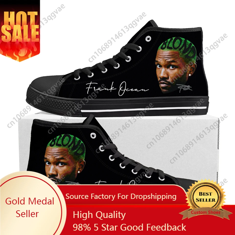 Frank American Singer Ocean Blond High Top Kvalitné tenisky pánske dámske teenager plátno tenisky na mieru vyrobené topánky