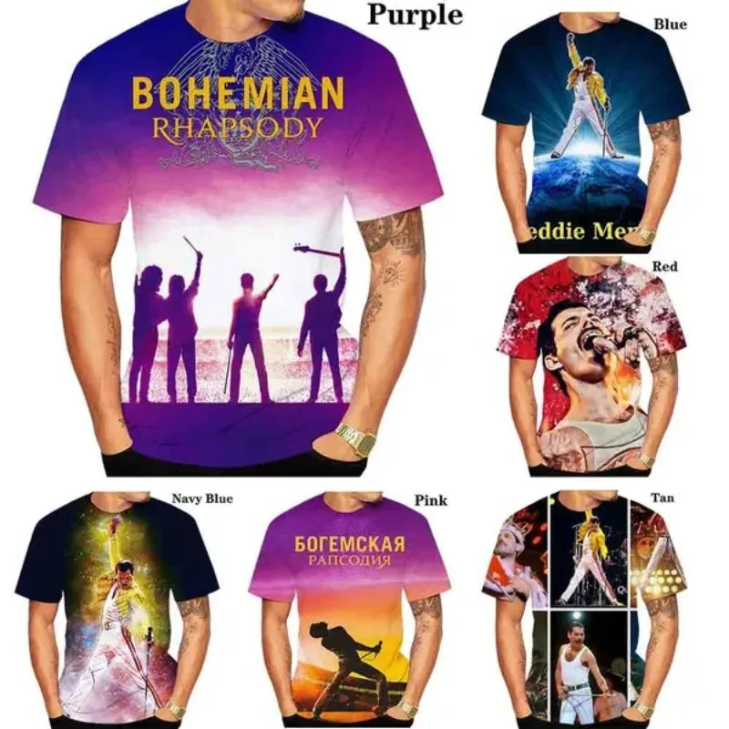Freddie Mercury Queen T košeľa 3D tlač Men Men ženy Rock Gothic Retro Streetwear Summer Krátke rukávy Tričko Top chlapci dievčatá oblečenie