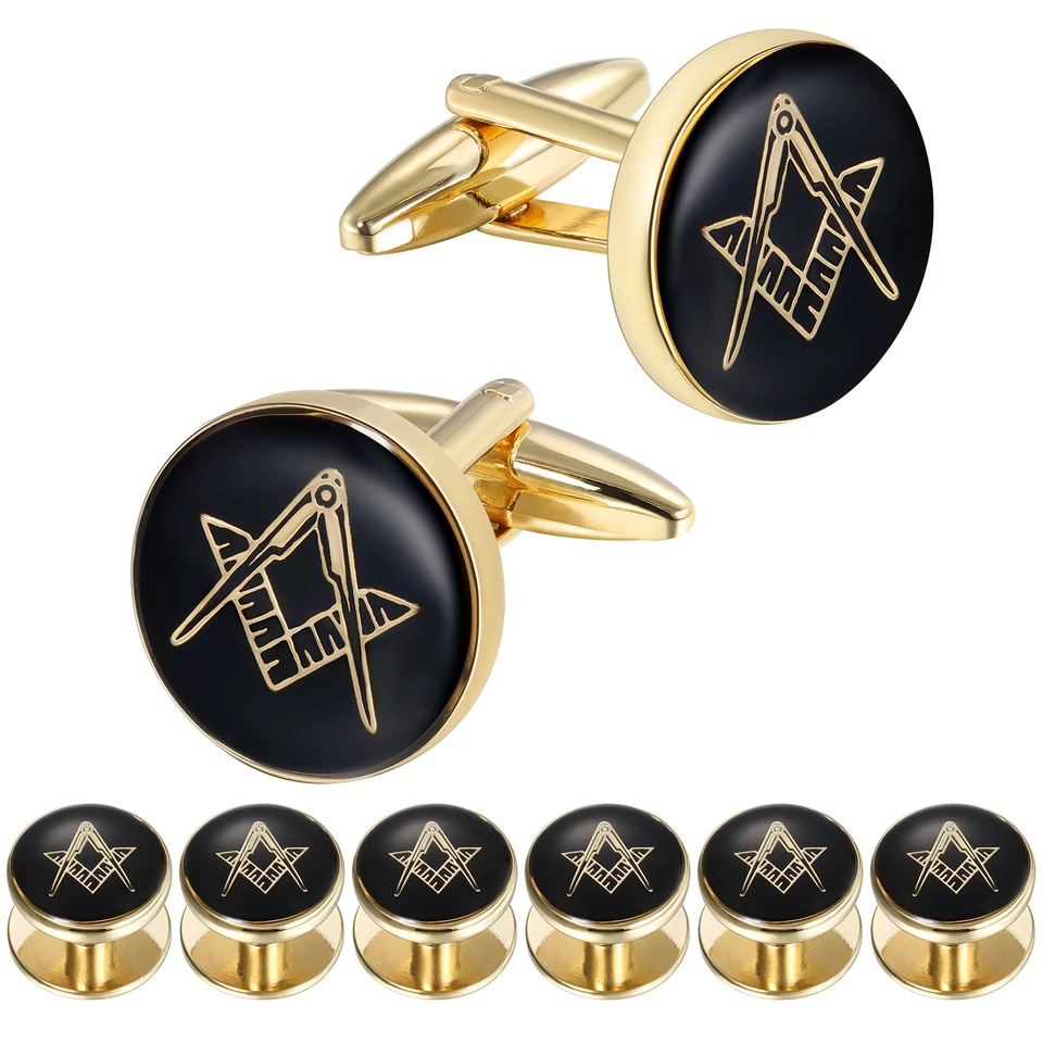 Freemason slobodomurárske manžetové gombíky a tuxedo cvočky súpravy pre mužov, darčekové boxy, pánske šperky alebo doplnky, slobodomurárske darčeky pre mužov.