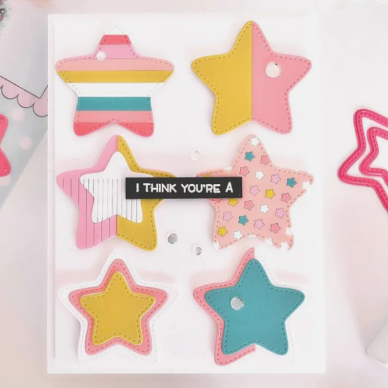 Fringed Star Bundle Metal Cutting Dies pre DIY Scrapbooking, album papierové karty, dekoratívne remeslá, reliéfové strihy, nové ， 2024