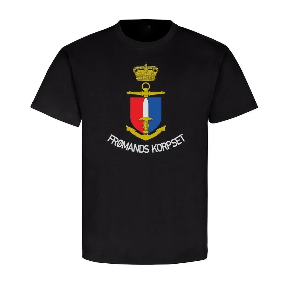 From a Korpset Typ2 Danmark Danish Frogmen Vojenské tričko s krátkym rukávom Príležitostné bavlna O-krk Men tričko