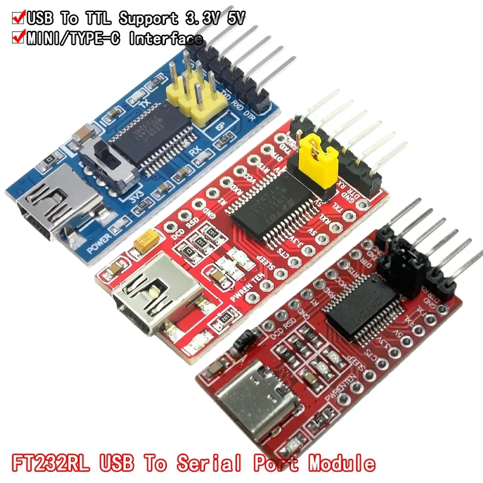 FT232RL FTDI Typ-C až TTL Serial Converter Adapter Modul 3.3V 5.5V FT232R Breakout Mini USB na TTL Adapter Board pre Arduino pre Arduino