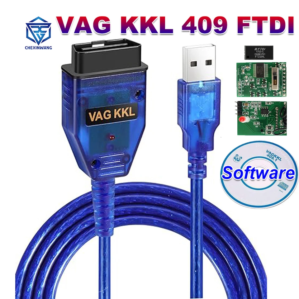FTDI FT232RL pre VAG KKL 409 Automatický diagnostický kábel pre Fiat pre VAG KKL Interface s nástrojom Switch USB Scanner