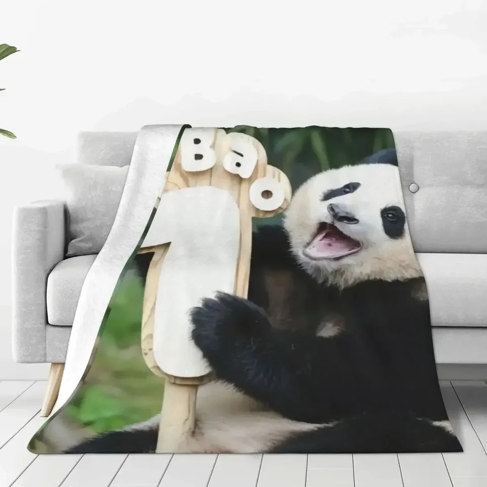 Fu bao fubao panda zvierací prikrývka teplá útulná dekoratívna posteľ hodí prikrývky pre odolné dlhodobé cestovné kempingy
