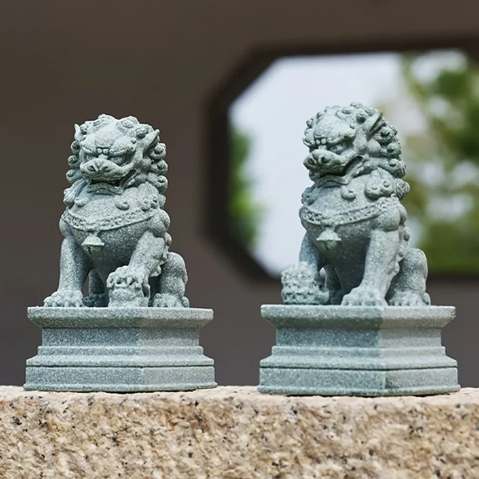 Fu foo Dogs Pair Guardian Lion Lion Sochy Čínske dekoratívne figúrky Feng Shui Domáce obývacia izba