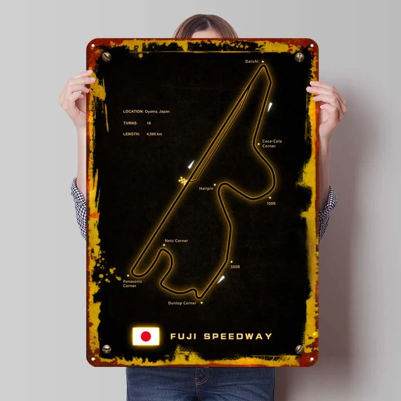 Fuji Speedway Circuit Circuit Metal Sign Sports Plagát Domov interiér dekorácie obývacia izba dekorácie pre domáce dekorácie predmety taniere stena