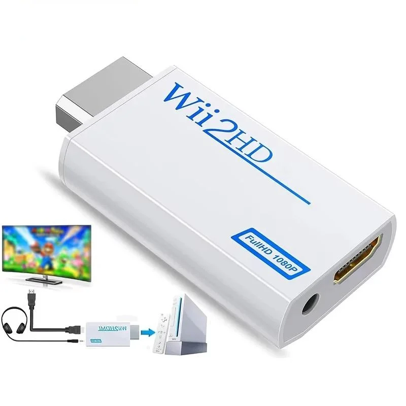 Full HD 1080p Wii na HDMI kompatibilný adaptér prevodníka Wii2HDMI Kompatibilný prevodník 3,5 mm zvuk pre TV PC HDTV Monitor Display Display