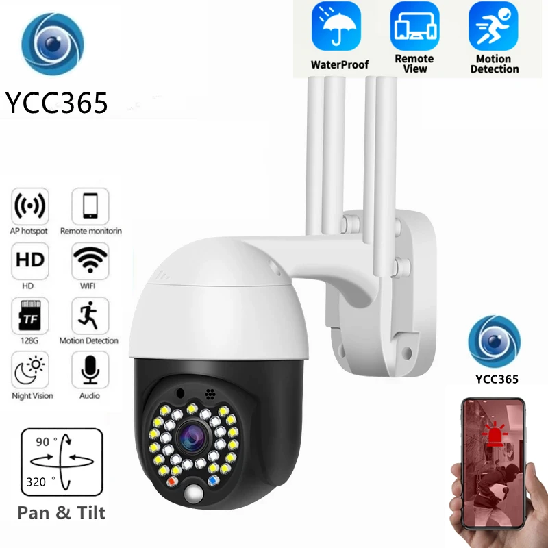 Full HD Outdoor Security Camera 2MP IP WiFi YCC365 Plus detekcia aplikácie Domovodotesný bezdrôtový bezdrôtový fotoaparát Dva spôsoby zvuku