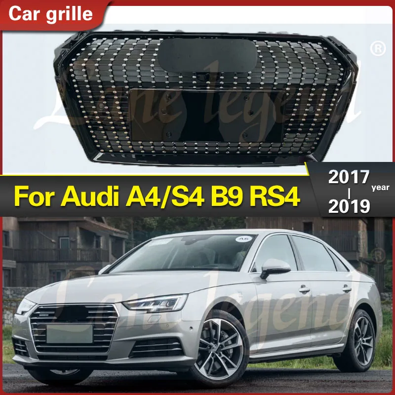 Full Sky Star Car Abs Grille Fit Fit for Audi A4/S4 B9 2017-2019 Auto Part ABS Black Car Front Horná stredná mriežka pre štýl RS4