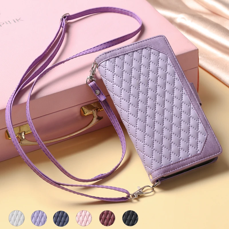 Funda A52S A53 A5 2017 Dlhá taška na popruh pre Samsung Galaxy A8 A7 A6 2018 A72 A13 A23 Note20 Ultra Luxusná kožená peňaženka peňaženka