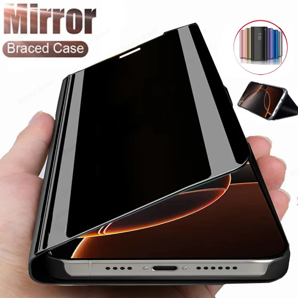 Funda pre iPhone 16 Pro Max Mirror Flip Leather puzdro pre iPhone 15 14 plus 13 12 11 Pro Max xr xs Max