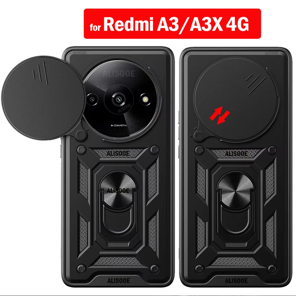 Funda pre Redmi A3 A3x 4G Case Came Camera Camera Camera Armor Ochranný kryt Ochrana pre Xiaomi Redmi A3 Shock odolný voči CaPA