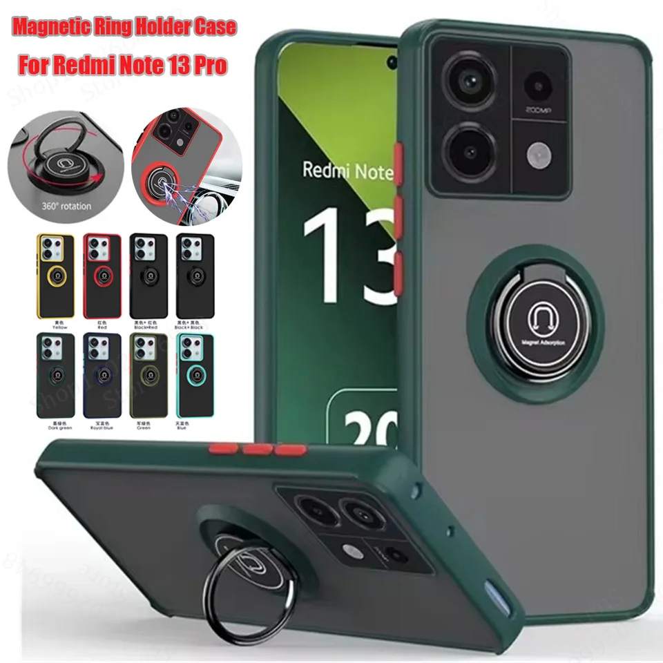 Funda pre Xiaomi Redmi Poznámka 13 14 Pro 360 Otočte puzdro na držiak na magnetický prsteň na Redmi Note 13 12 11 10 8 9 Pro Plus 5G Cover
